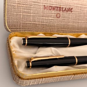Vintage Montblanc 32 Fountain Pen & 38 Ballpoint Set, 14K 585 Gold