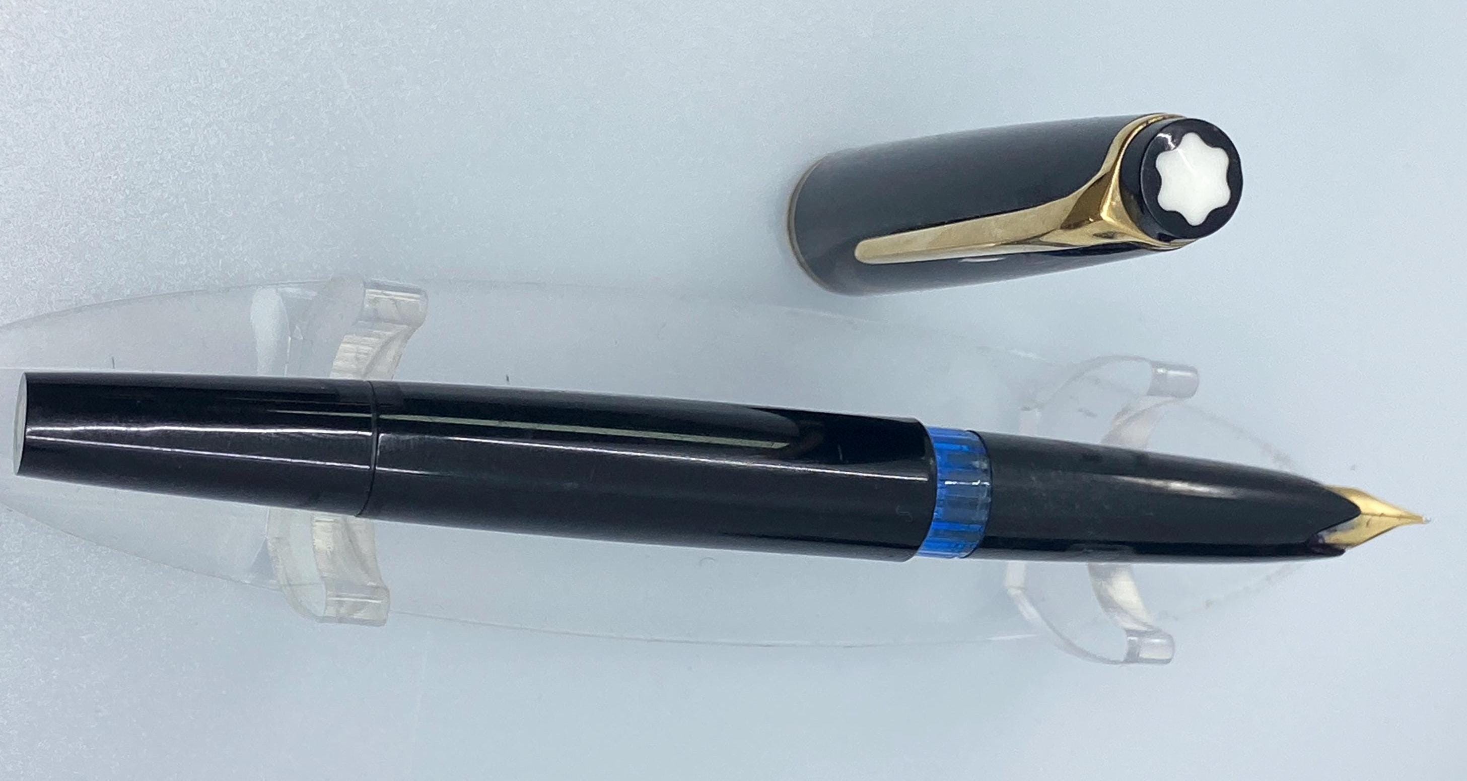 Vintage Montblanc No. 22 Fountain Pen, Black Piston Filler, Blue