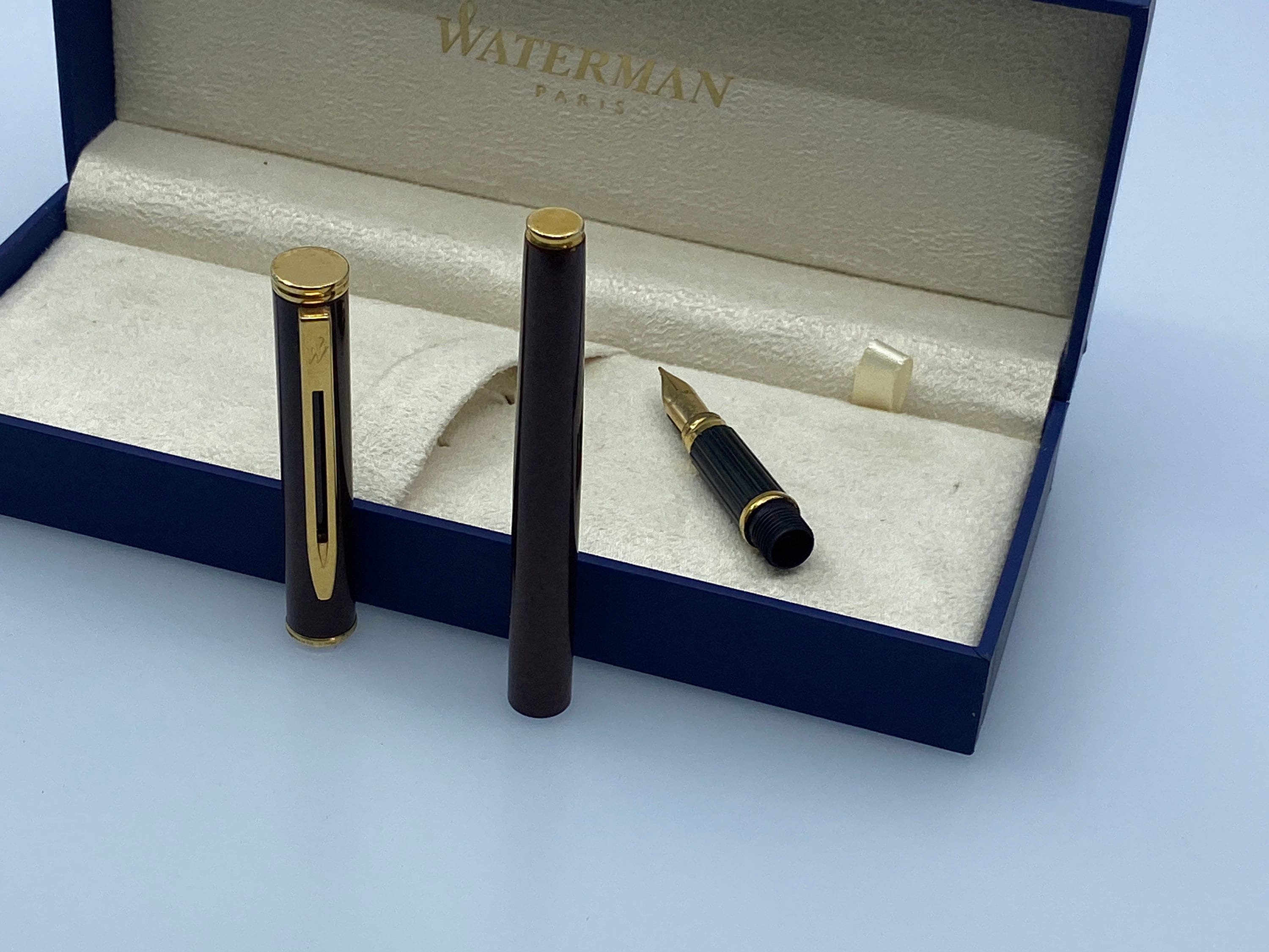 Stylo Plume Waterman Gentleman Laque Noire - Plume En Or 18 Carats Moyenne, Occasion