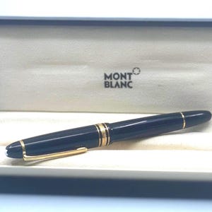Montblanc Meisterstück Le Grand Rollerball Pen – Black Resin & Gold Trim, Luxury Writing Instrument, Vintage Montblanc Pen with Box
