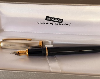 Inoxcrom Sirocco Fountain Pen, 925 Sterling Silver Cap, Black Resin, Boxed Vintage Spanish Luxury Pen
