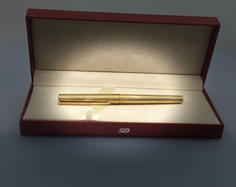 Stylo Plume S.T. Dupont Laque De Chine Marron Boisée - Plume En Or 18K, Occasion Prestige - Rouge