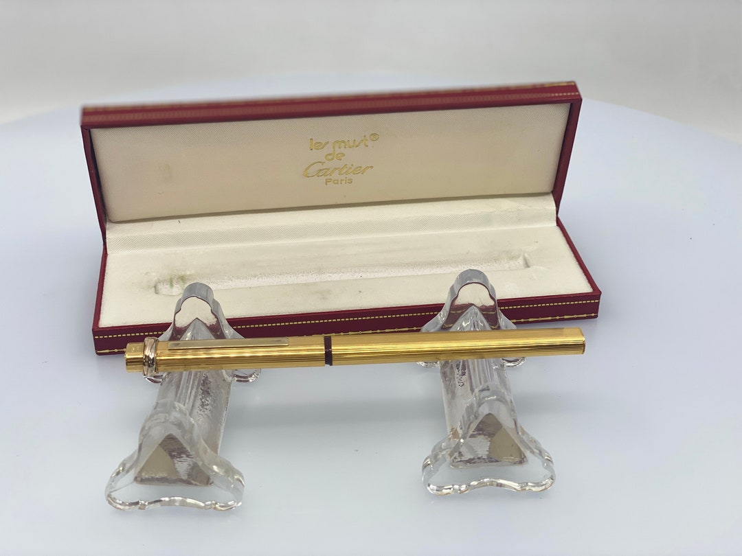 Cartier Must De Cartier Gold Plated Ballpoint Pen in Original Box