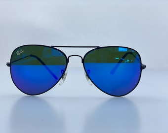 Ray-Ban Flash Blue Vintage Sunglasses - Black Frame