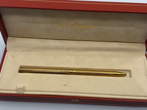 Stylo à Bille S.T. Dupont Doré - Occasion De Luxe - Recharge Disponible - Fabriqué En France