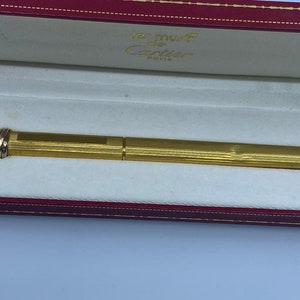 Cartier Vendome Oval Gold-Plated Vintage Ballpoint Pen in Original Box