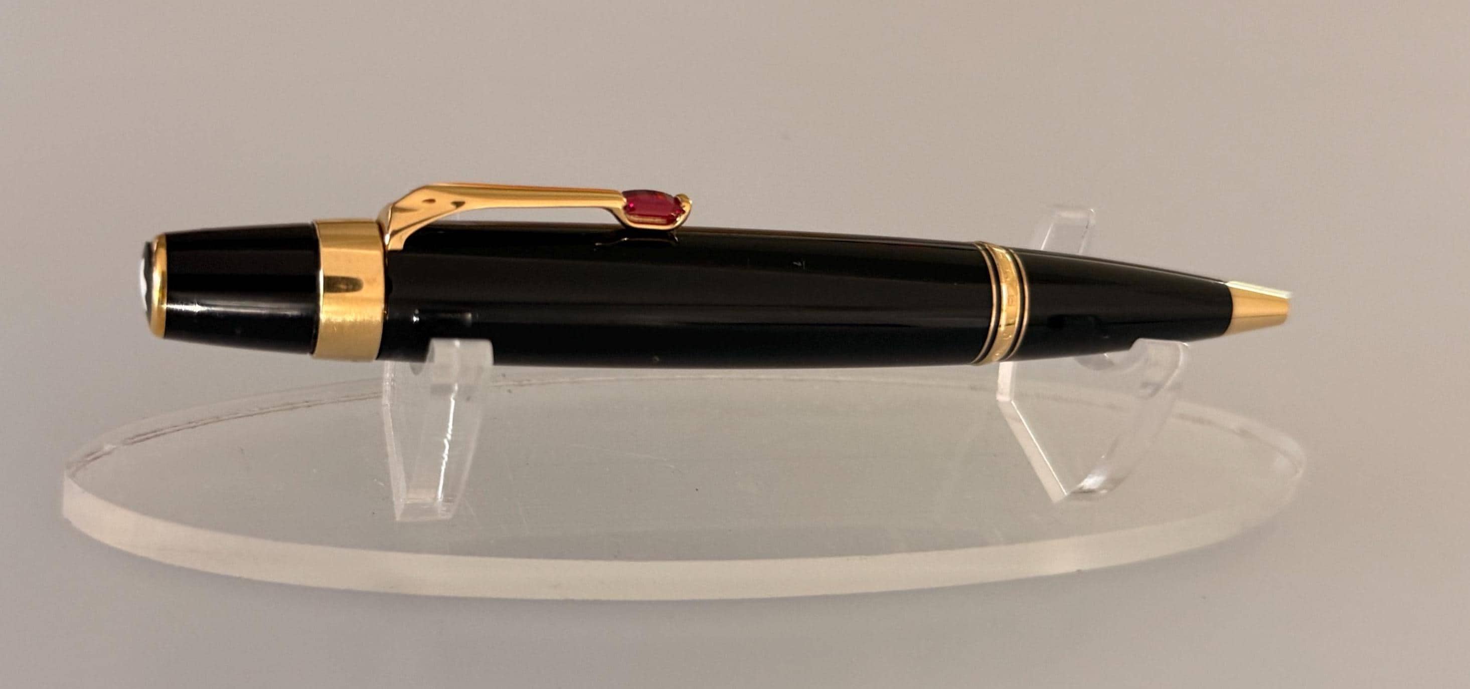 Montblanc Bohème Rouge Ballpoint Pen, Black Resin, Gold Trim, Red