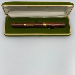 Vintage Waterman 0952 1/2v vulpen - oranje en zwart met 18k gouden ring, stevige clip