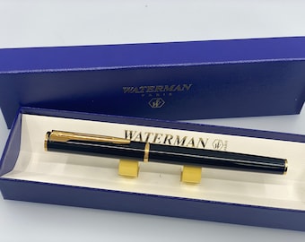 Waterman Fountain Pen Black Body With Gold Trim, New and Never