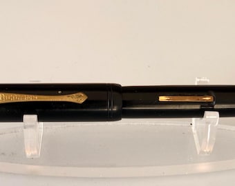 Vintage Barley Fountain Pen, Black Hard Rubber, Warranted 14ct Gold Nib, Lever Filler, British Style Pen