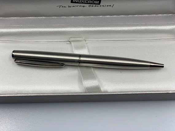 ヴィンテージ Inoxcrom Atlantic ボールペン、シルバーメタル仕上げ