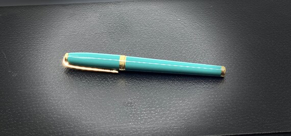 Stylo Plume S.T. Dupont Olympio Drill Vert - Plume En Or 18 Carats Taille M, Occasion