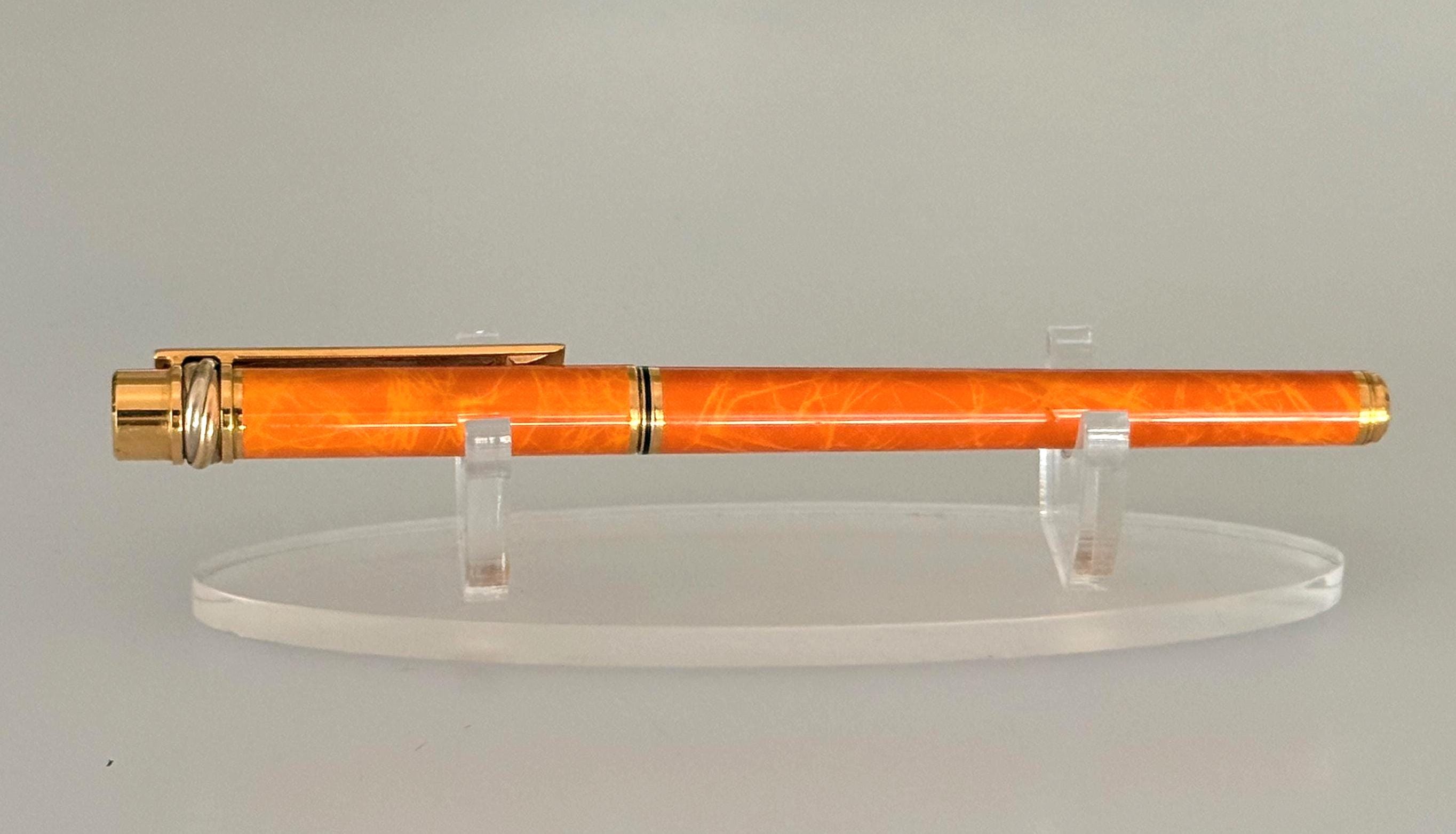 Must De Cartier Fountain Pen, Orange Marbled Lacquer, 18K Gold Nib