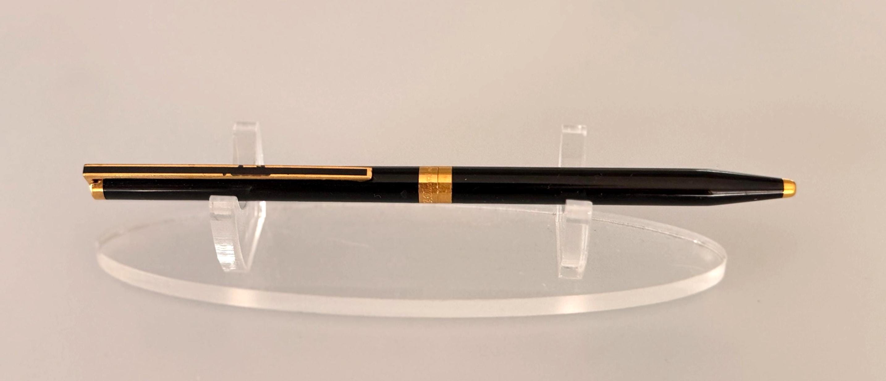 S.T. Dupont Laque De Chine Ballpoint Pen Black Gold Trim - Vintage