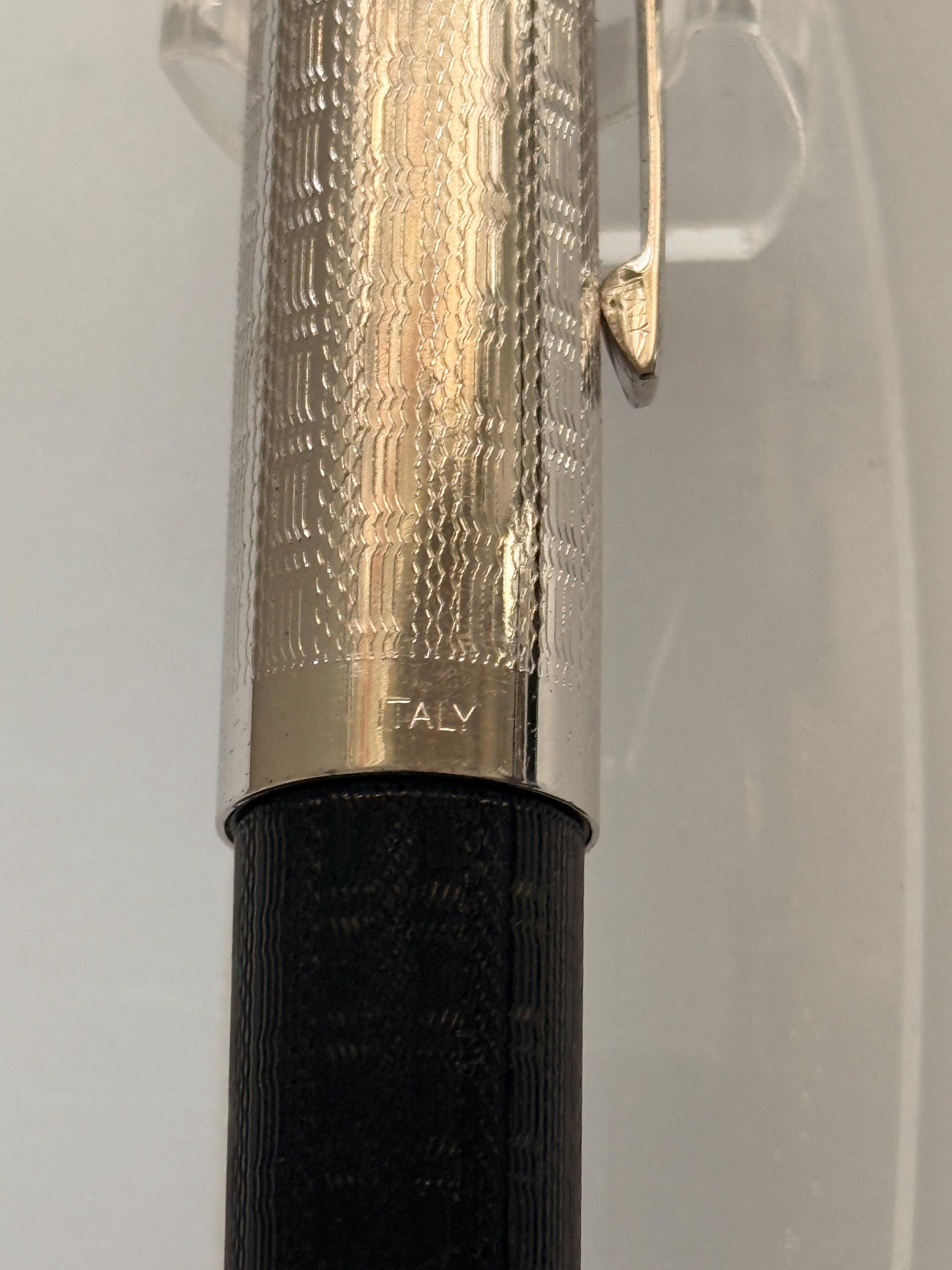 Vintage OMAS S2001 Ballpoint Pen, 925 Sterling Silver Guilloche