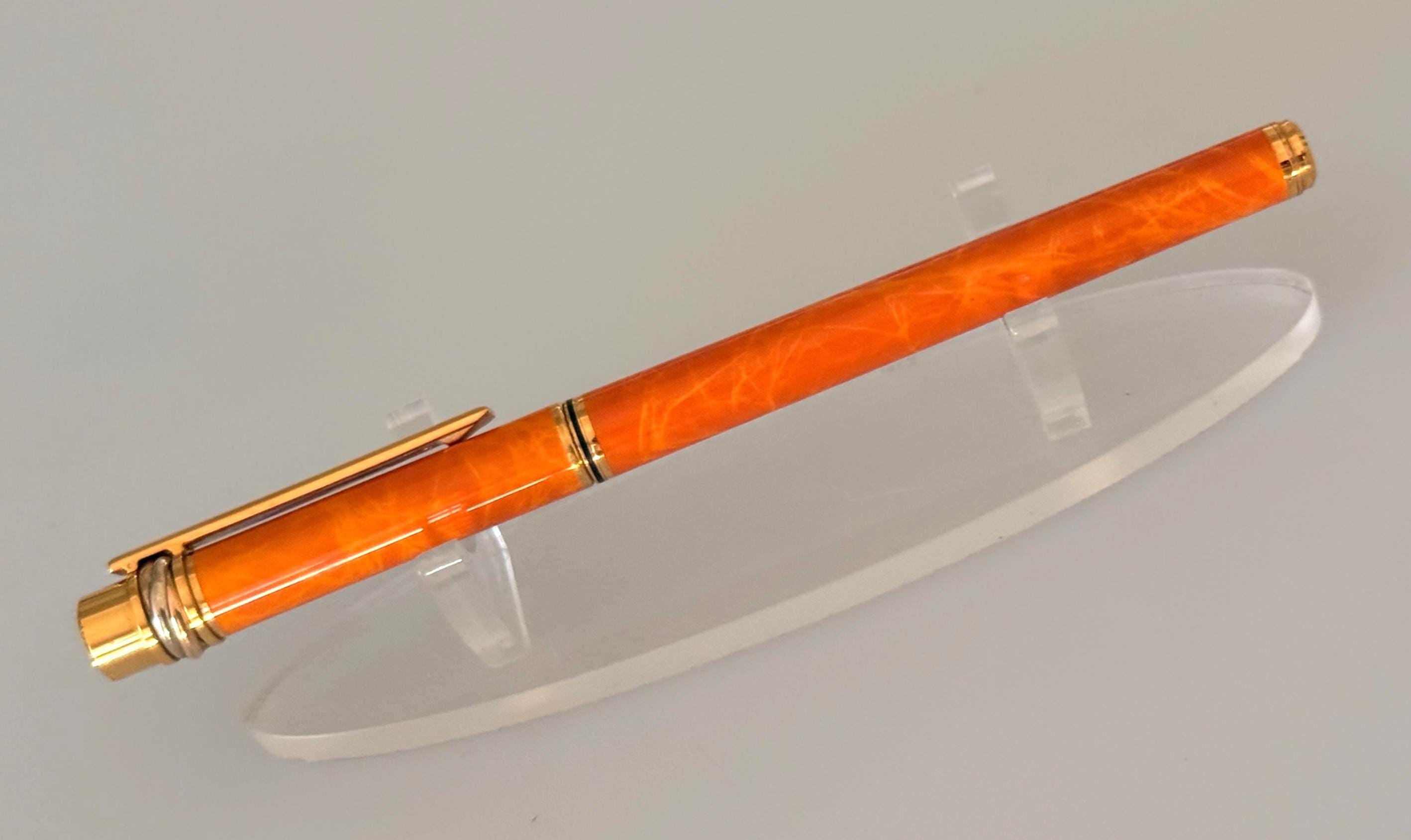Must de Cartier カルティエ 万年筆 18k カルティエ マスト ドゥ カルティエ 万年筆、オレンジマーブルラッカー