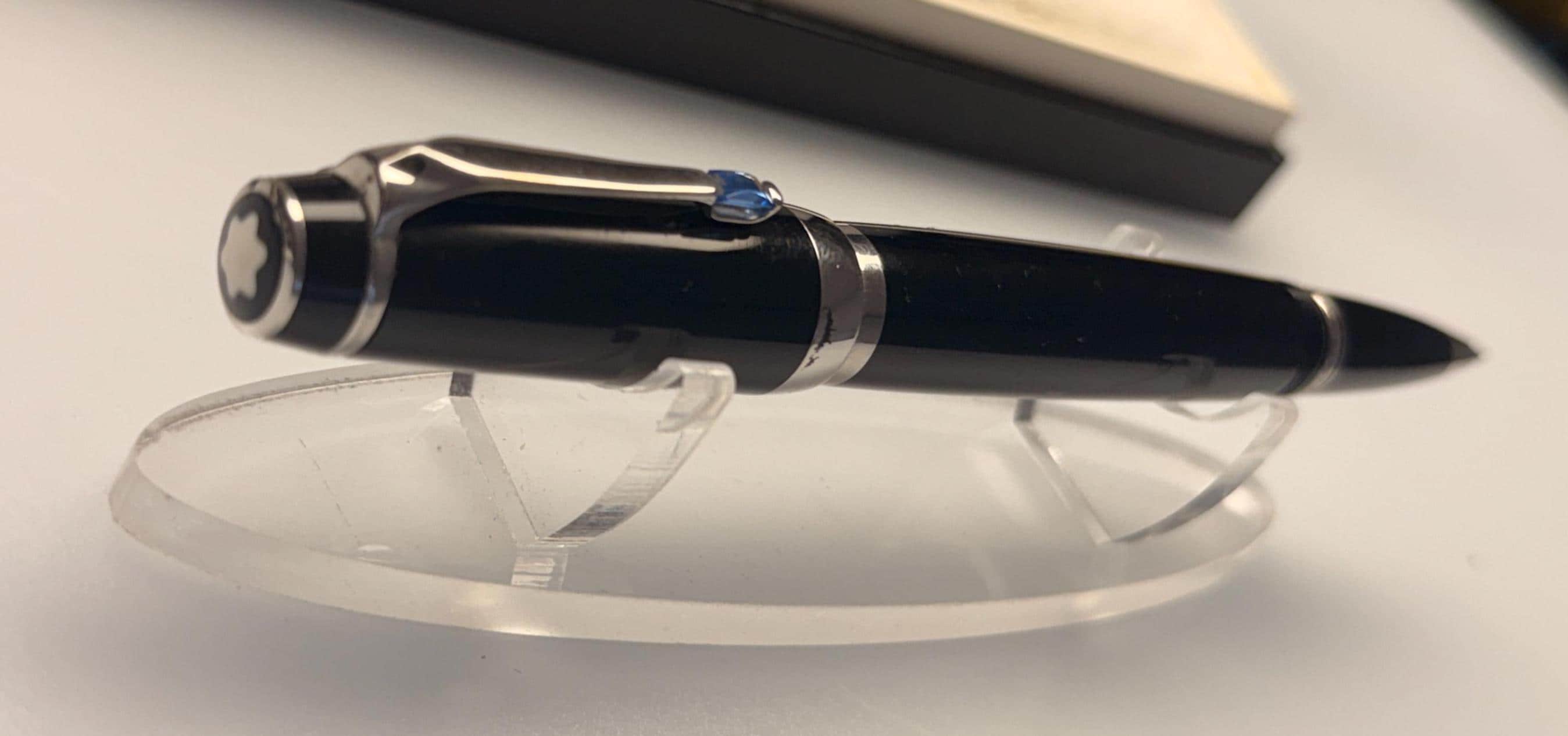 Montblanc Bohème Bleu Rollerball Pen, Black Resin Platinum Trim