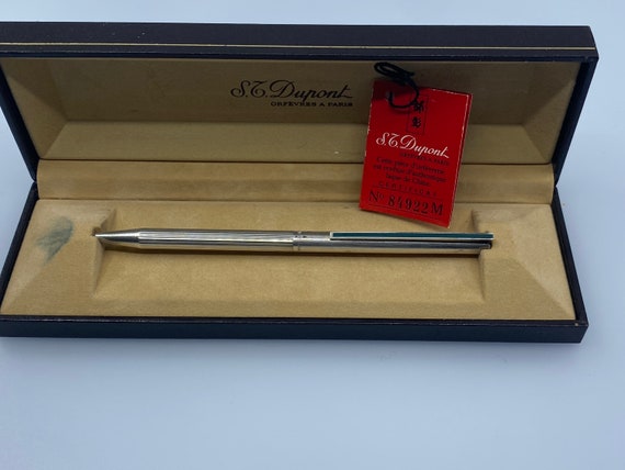 ST Dupont 925 Silver Ballpoint Pen With Green Chinese Lacquer