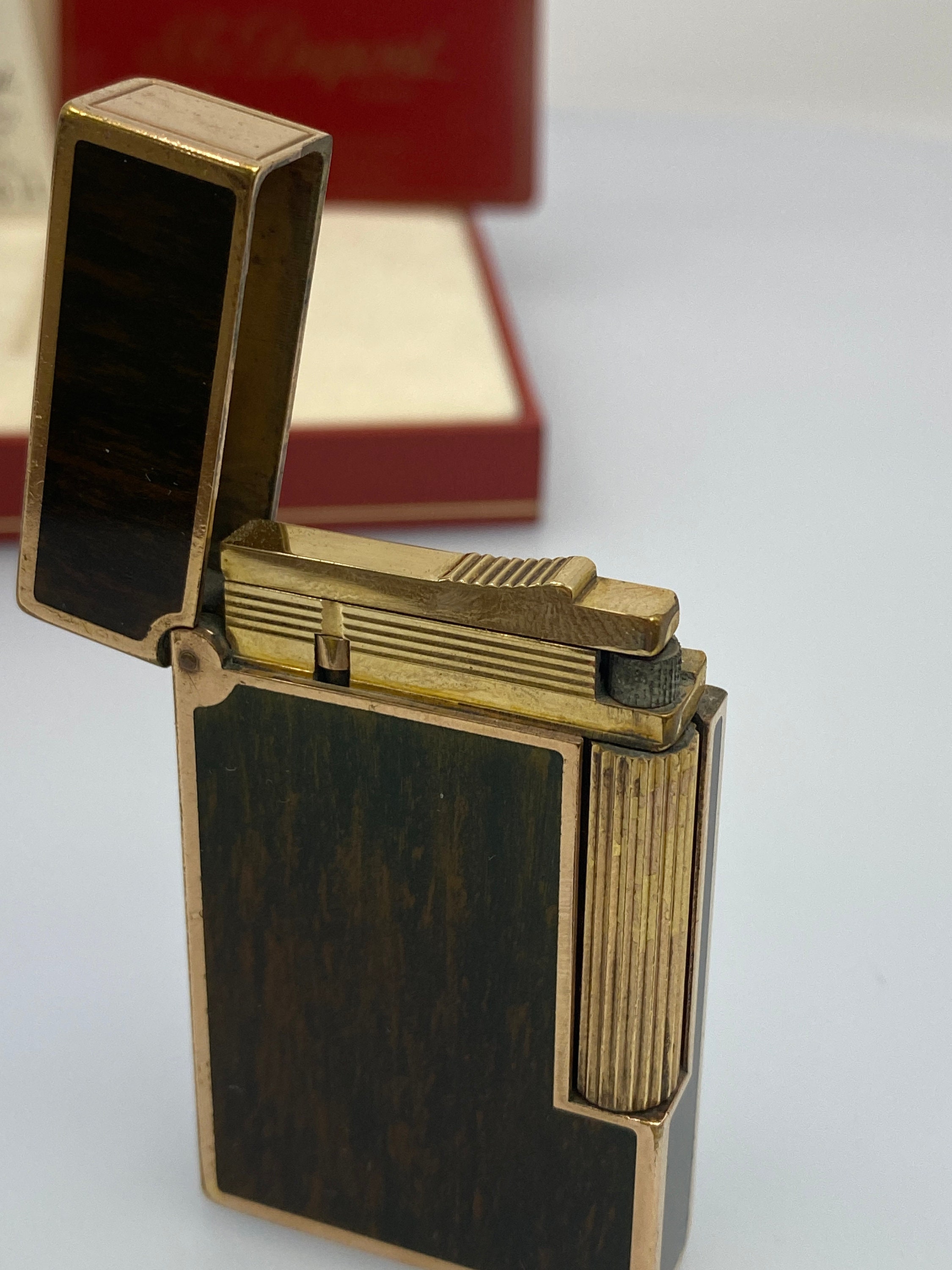 S.T.デュポン ライン2 ライトブラウン 中国漆 金メッキ 箱入り 