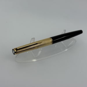 Penna stilografica Montblanc Noblesse 124 | Pennino in oro 18 carati | Cappuccio placcato oro e corpo nero | Vintage anni '70