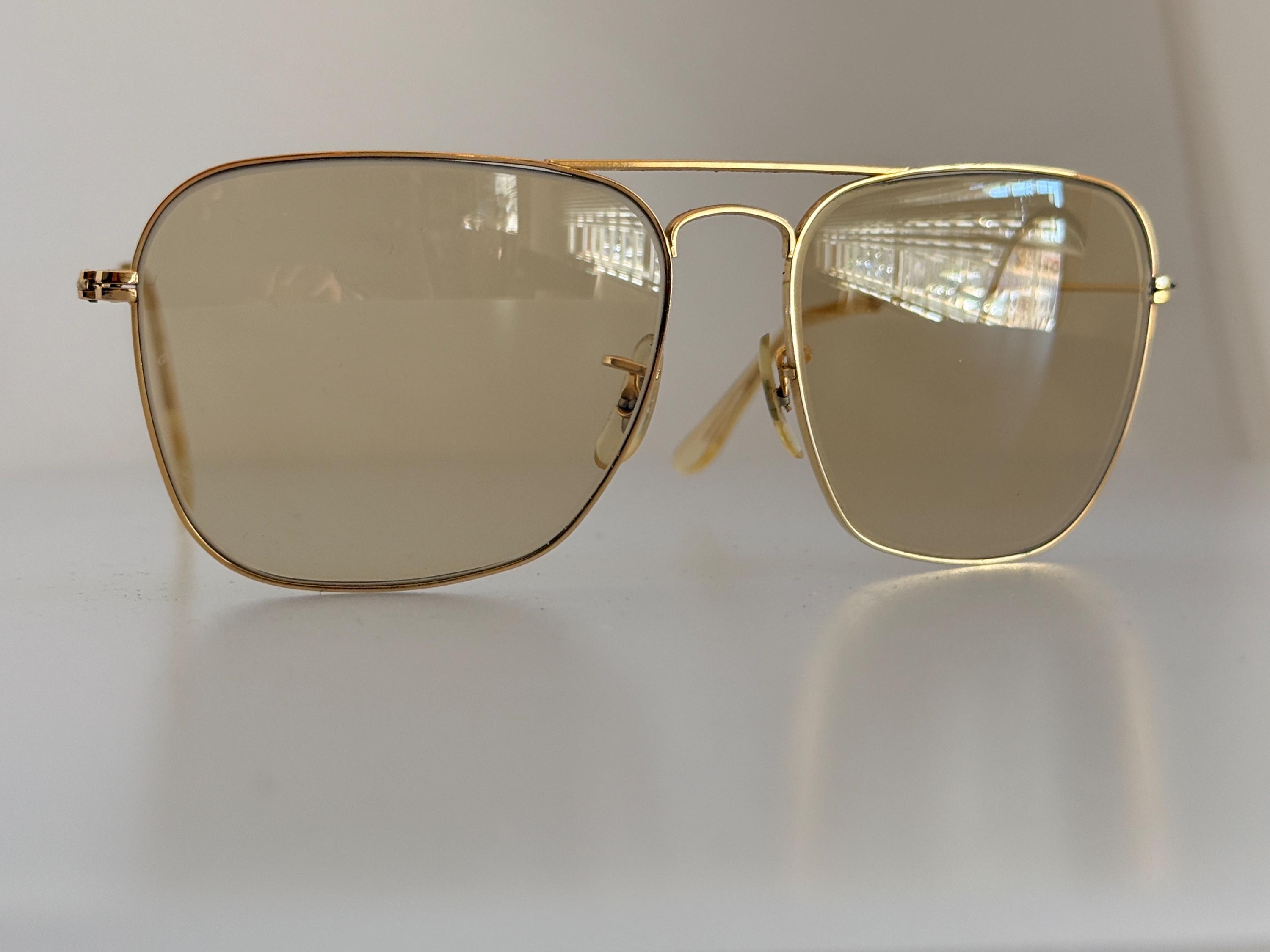 Vintage Ray-ban B&L USA Caravan Sunglasses Gold 58-16 - Square