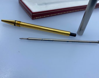 Must de Cartier Santos Ballpoint Pen, Brushed Metal Finish, Gold