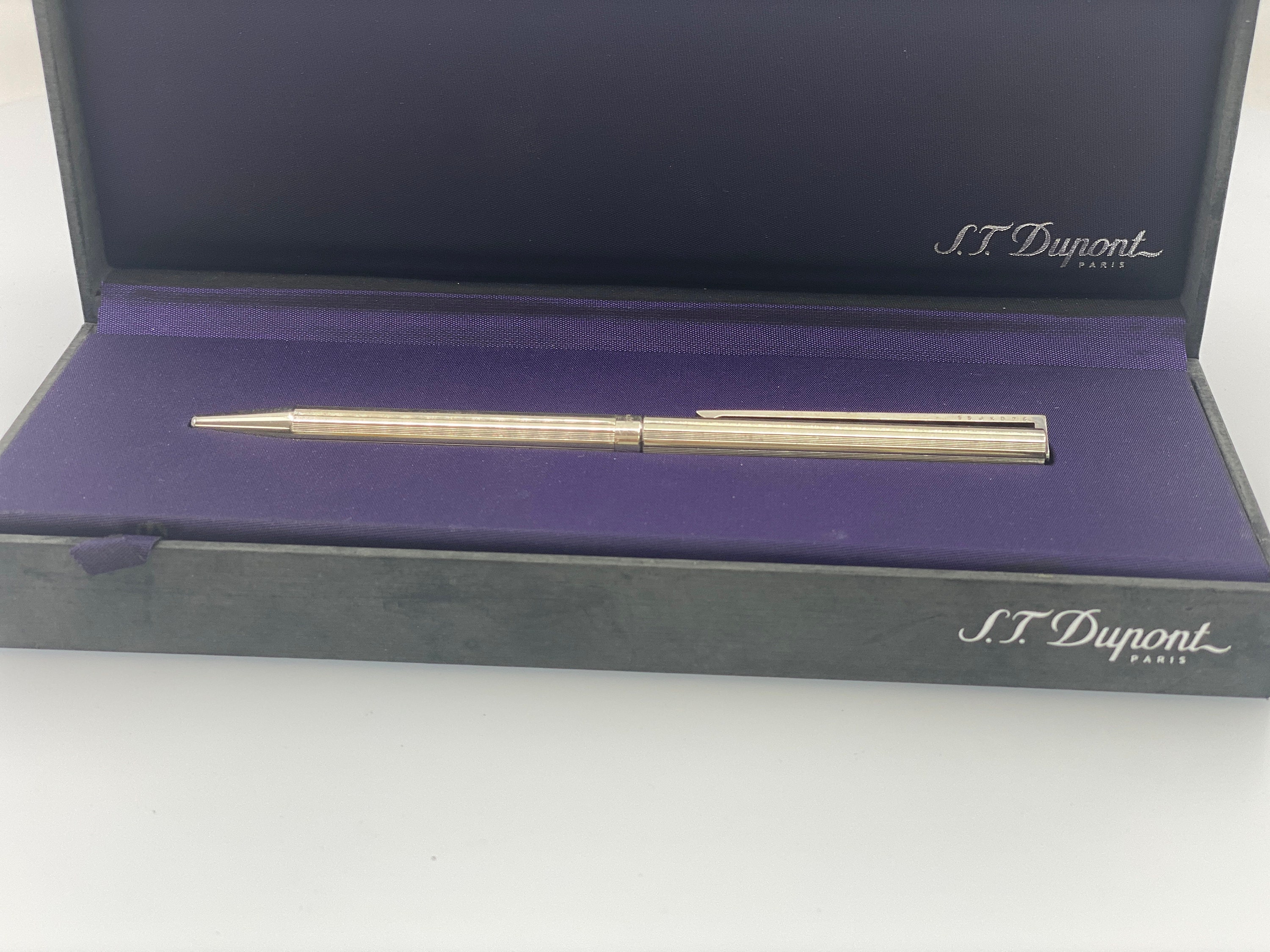 S.T. Dupont Classic Silver Plated Ballpoint Pen With Case - Etsy UK