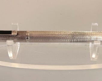 Dunhill Gemline Fountain Pen, Silver Barleycorn Finish, 14K Gold Nib, Vintage Luxury Writing Pen