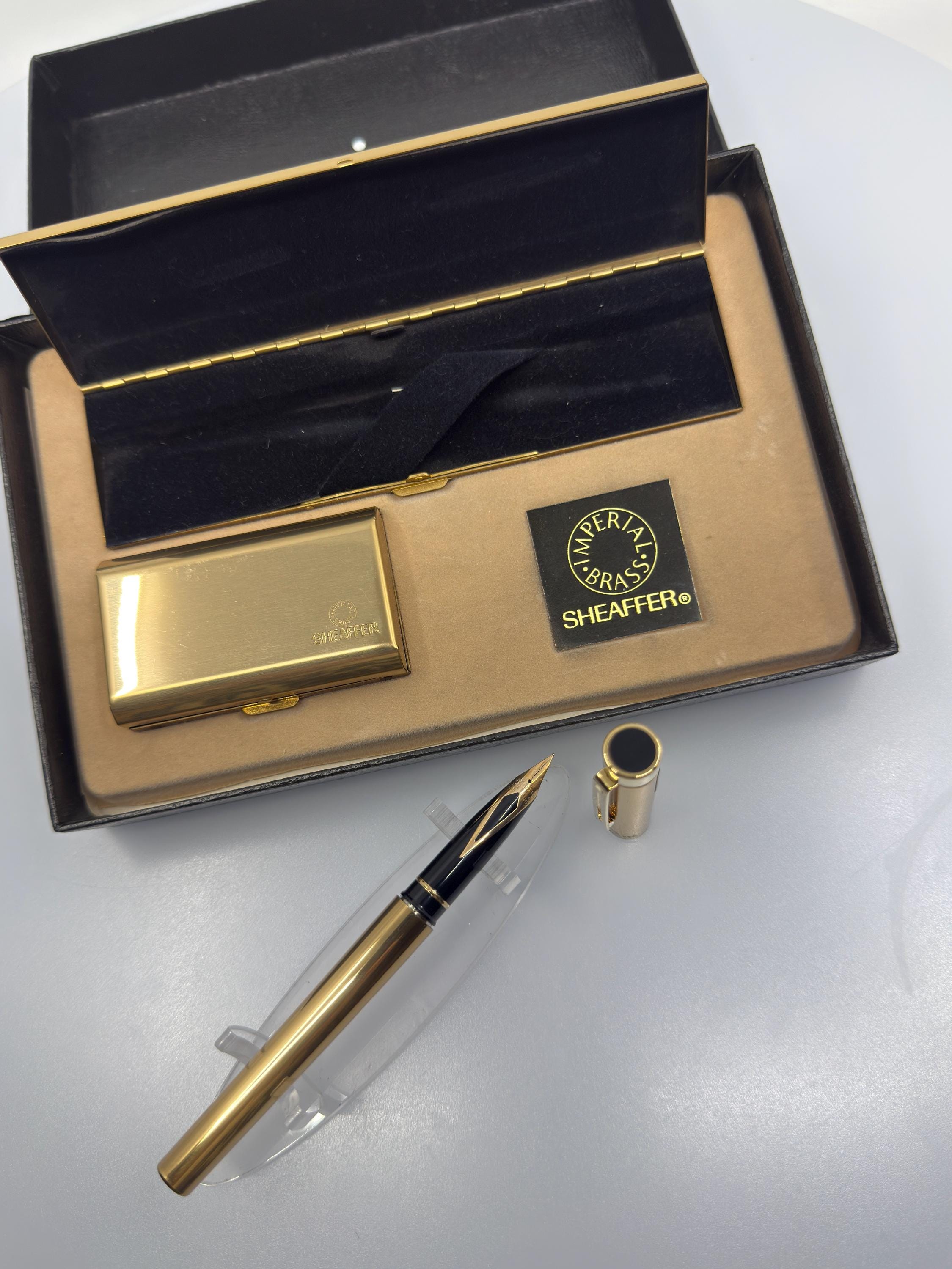 SHEAFFER Imperial gold ボールペン USAケース付き Sheaffer Imperial Brass 14k Fountain Pen – Vintage Set in Luxury