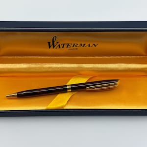 Penna a sfera Waterman Concorde – Lacca marrone sottile e finiture dorate – In scatola – Vintage Francia