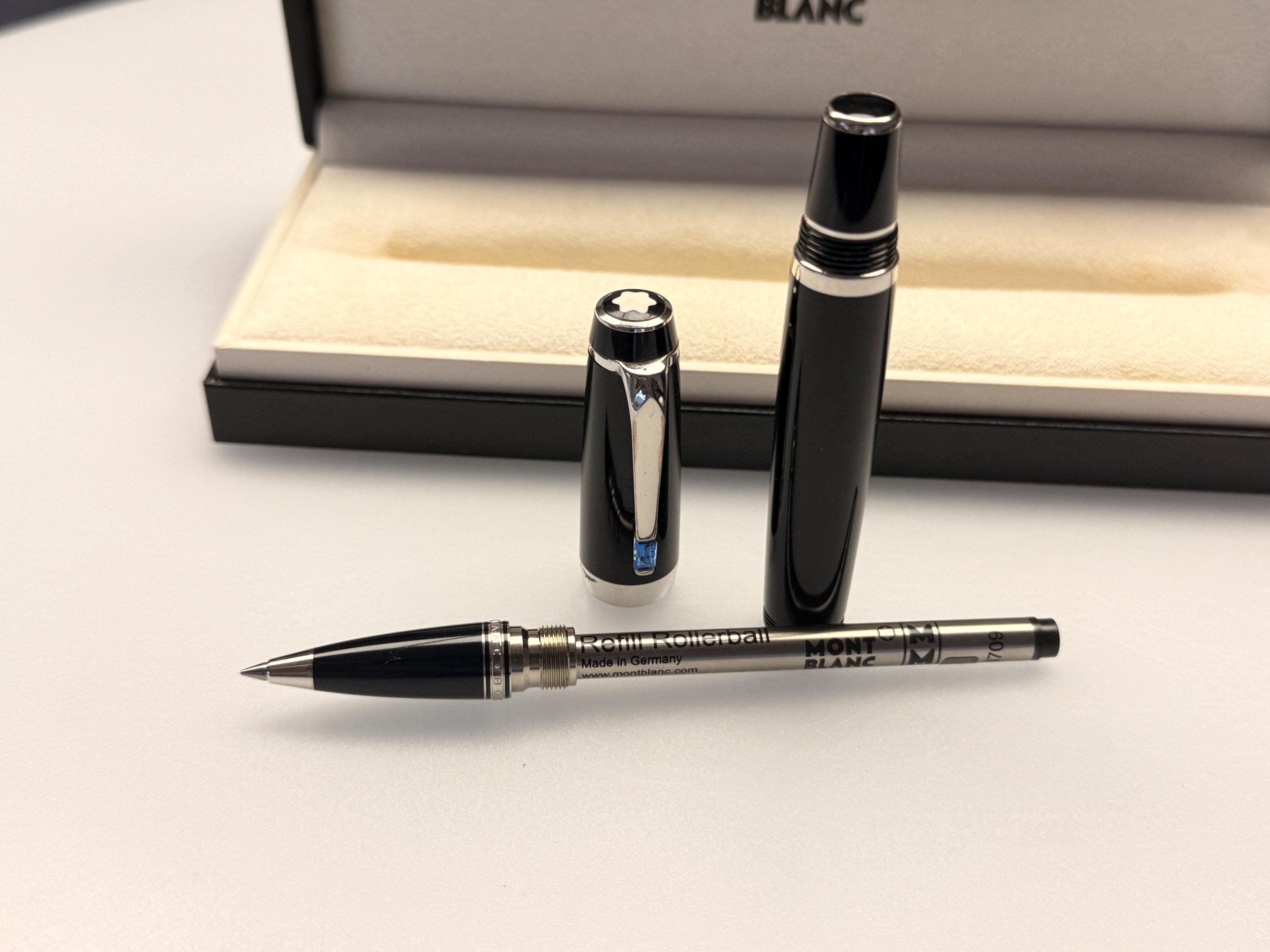 Montblanc Bohème Bleu Rollerball Pen, Black Resin Platinum Trim