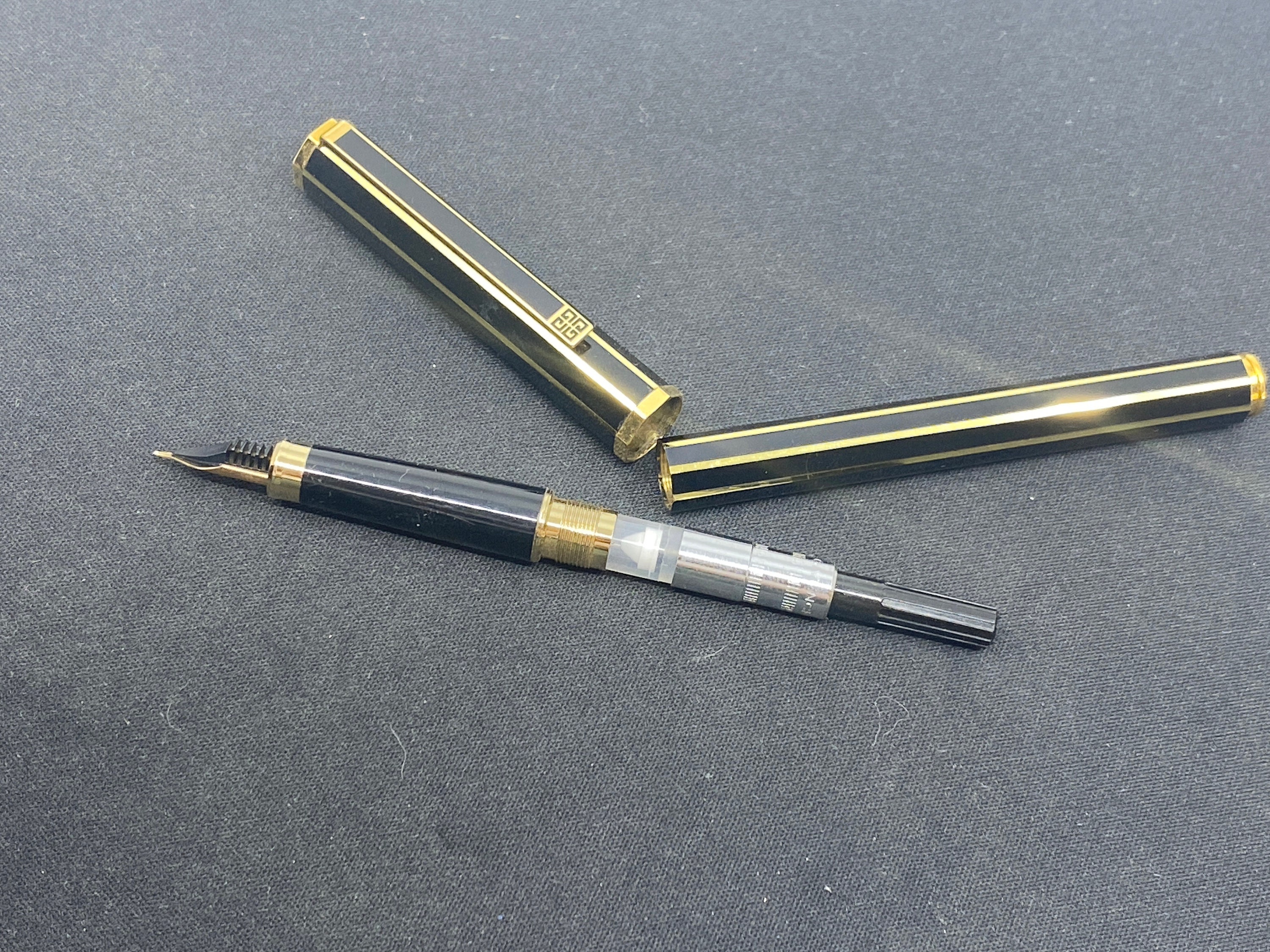 Givenchy Vintage Fountain Pen in Black and Gold With 14K Nib