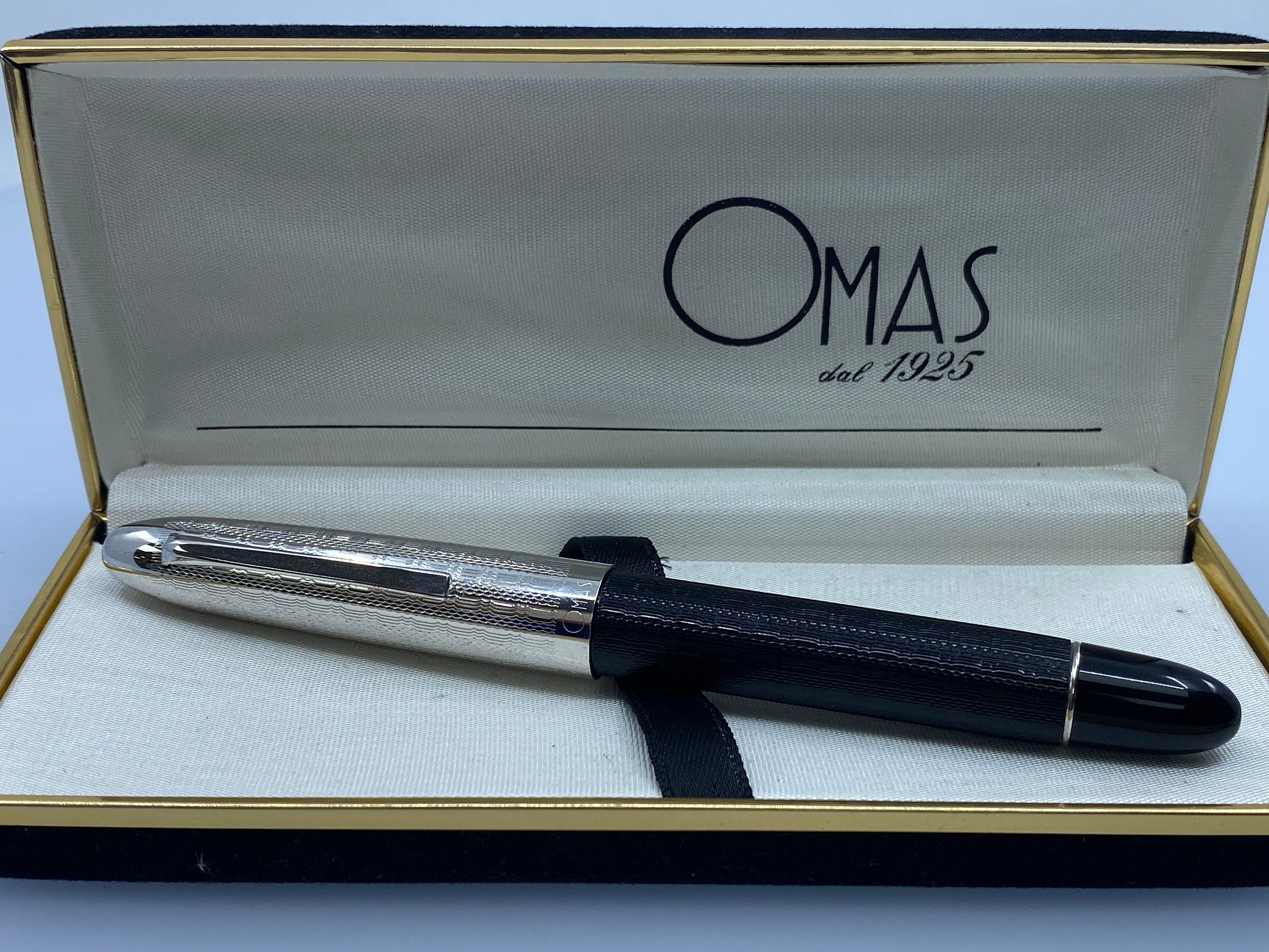 Vintage OMAS S2001 Ballpoint Pen, 925 Sterling Silver Guilloche