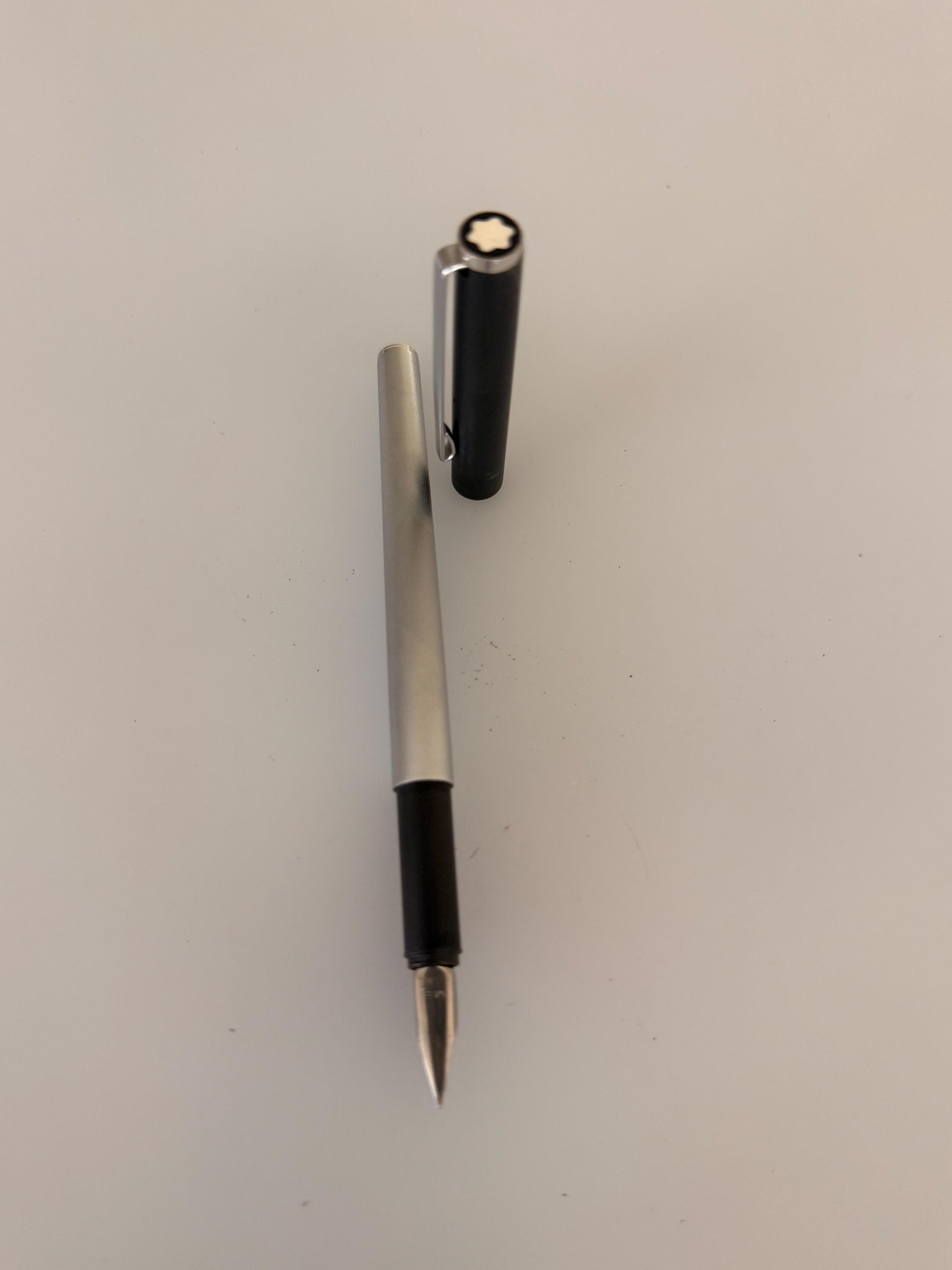 Montblanc Noblesse 1120 Fountain Pen, Matte Steel Body, Black Cap