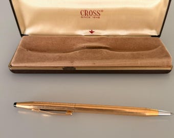 Vintage Cross Classic Century Ballpoint Pen Gold Tone Slim Twist Pen, Box Shown, Executive Writing Gift