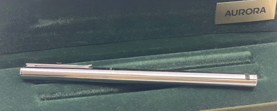 Stylo Plume Aurora Années 1970 Plaqué Or Ligné - Avec Boîte D'origine - Occasion Vintage