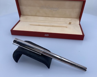 Exquisite S.T. Dupont Gatsby Silver-Plated Fountain Pen with 18K Solid Gold Nib