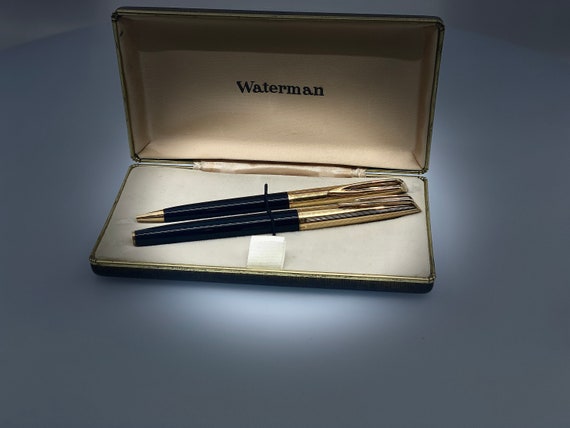 Parure De Stylos Waterman Préface Neuve - Plume Or 18 Carats Et Bille - Finition Laque Vert-noir Marbré - Avec écrin