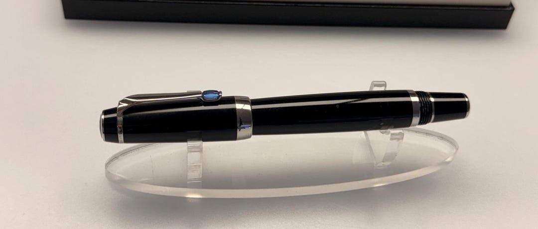 Montblanc Boheme Bleu Rollerball Pen, Black Resin, Platinum Trim