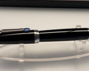 Montblanc Boheme Bleu Rollerball Pen, Black Resin, Platinum Trim
