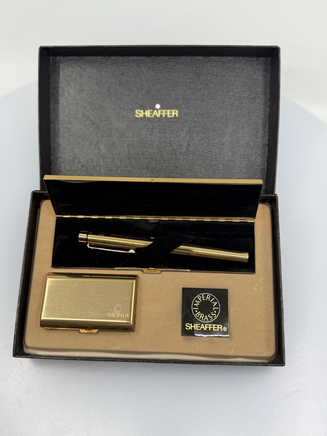 SHEAFFER Imperial gold ボールペン USAケース付き Sheaffer Imperial Brass 14k Fountain Pen – Vintage Set in Luxury