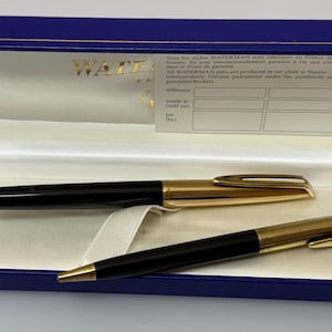 Coffret vintage Waterman C/F : stylo plume et stylo bille 18 carats, avec coffret