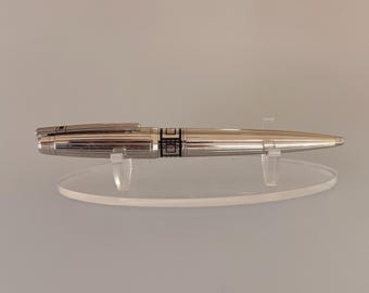 S.T. Dupont Olympio Ballpoint Pen, Silver Guilloché Finish, Made in France, Vintage French Luxury Writing Pen