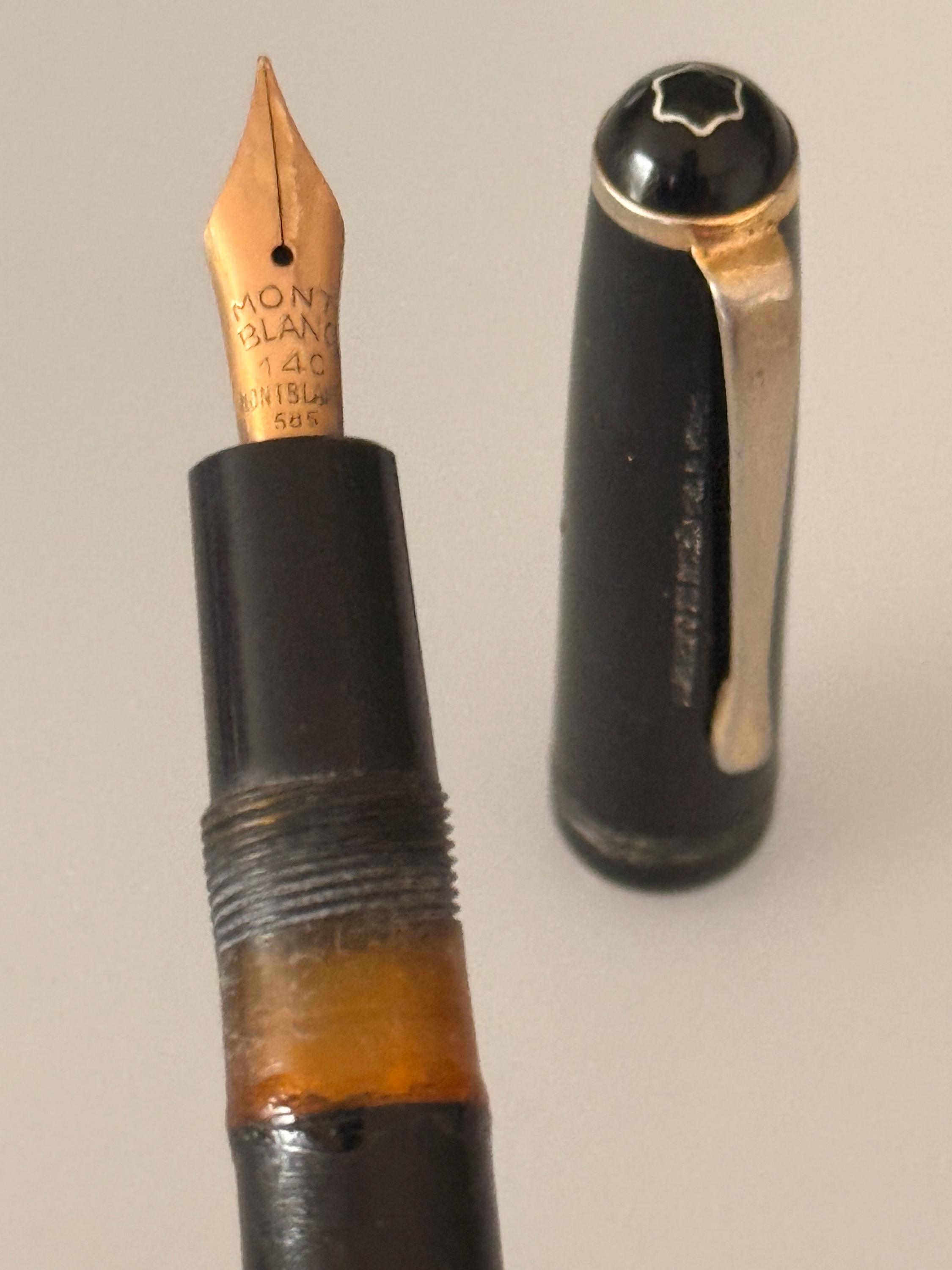 Vintage Montblanc No. 42 Fountain Pen, 14C 585 Gold Nib, Black