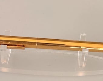 Vintage OMAS Fountain Pen, Gold Tone Finish, OMAS M Nib, Black Section, Italian Piston Filler Pen