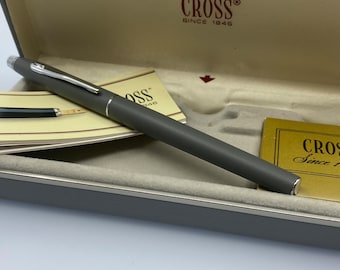 Vintage Cross 2506 Fountain Pen Gray Resin Chrome Trim Luxury
