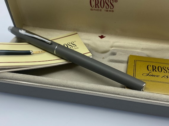 Vintage Cross 2506 Fountain Pen Gray Resin Chrome Trim Luxury