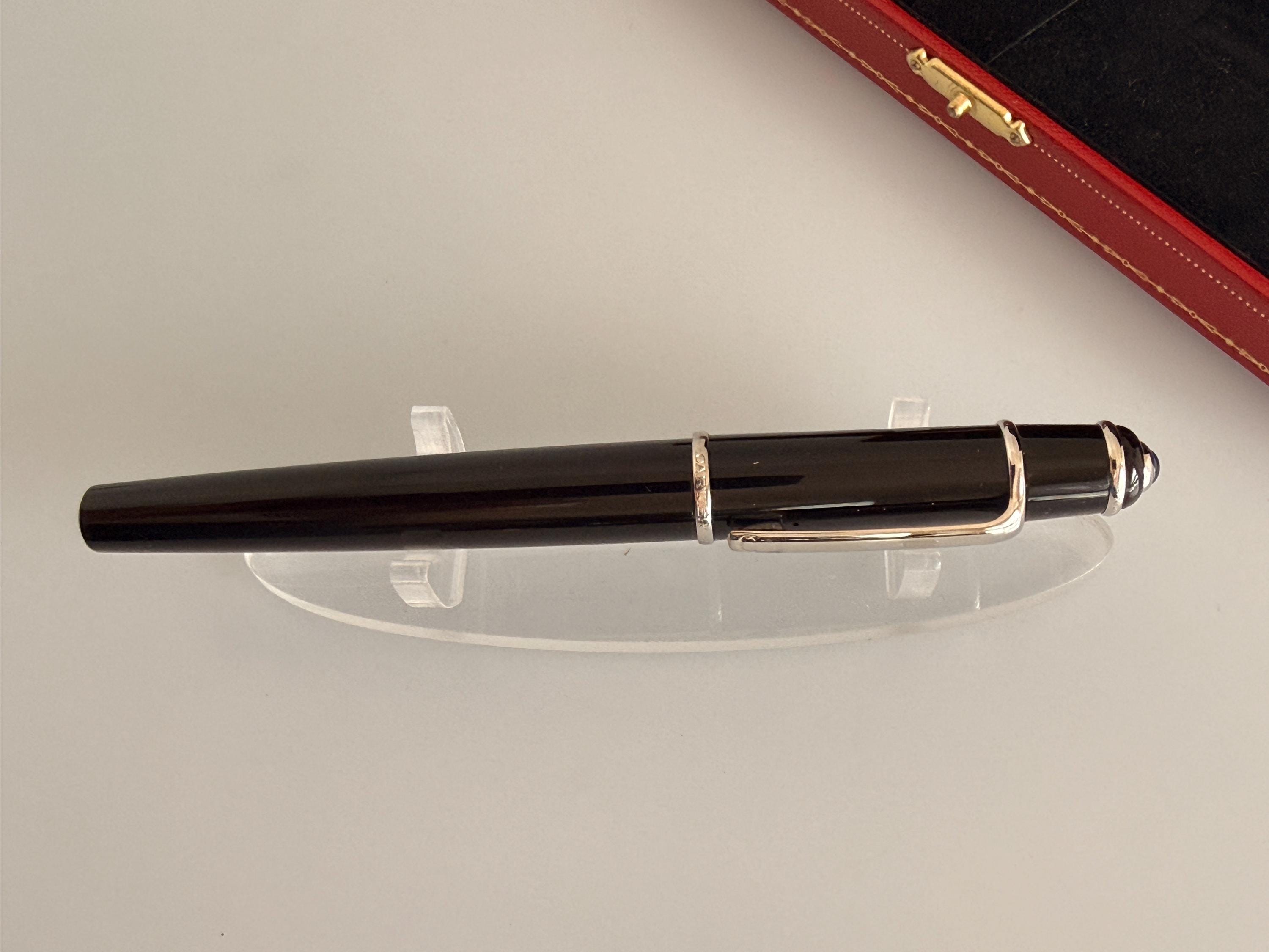 Cartier Diabolo Fountain Pen Black Resin Platinum Plated 18K 750