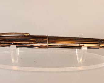 Sheaffer Lifetime Fountain Pen - Brown Stripe Celluloid - 14K Gold