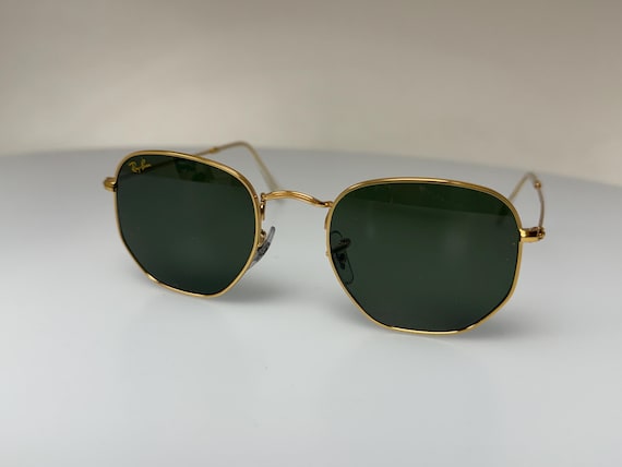 Ray-ban Hexagonal Gold Vintage Sunglasses – Green Lenses  display picture 3